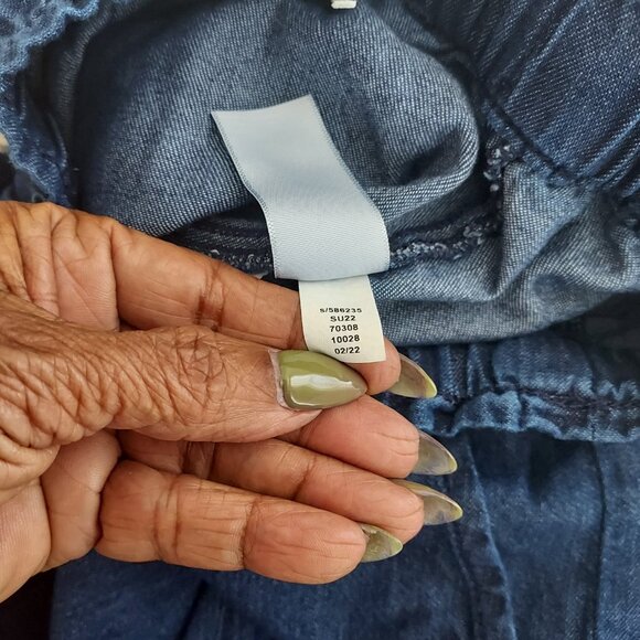 Loft Wide Leg Pull On Drawstring Denim Pants Size Large - Picture 12 of 13